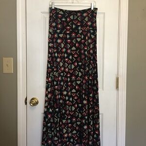 LuLaRoe Pink and Red Tiered A-Line Maxi Skirt for Casual Wear